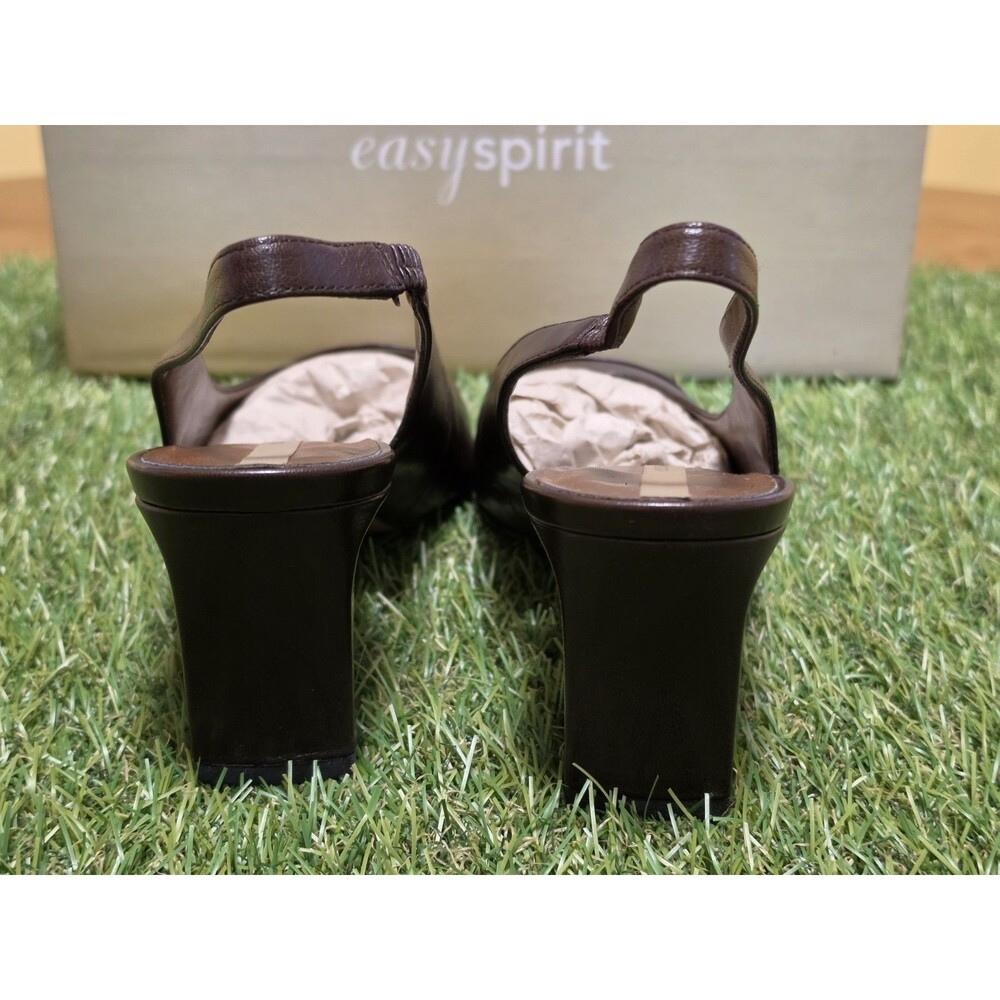 Vintage Easy Spirit ESKASATO Brown Leather Slingback Block Heel Size 6 1/2 NIB - Picture 6 of 16
